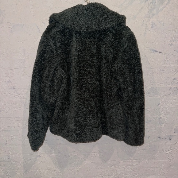 Kensie Faux Shearling Moto Teddy Jacket Sage Forest Green Sz Med Snap Closure - Picture 4 of 11